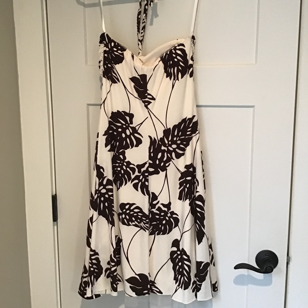 Halter sweetheart cocktail dress palm print - 10 - Picture 2 of 3
